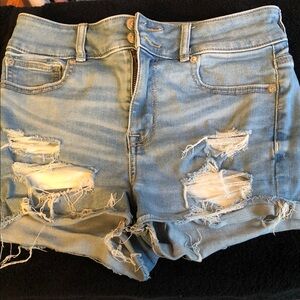 American Eagle Outfitters Light Wash Distressed Denim Shorts